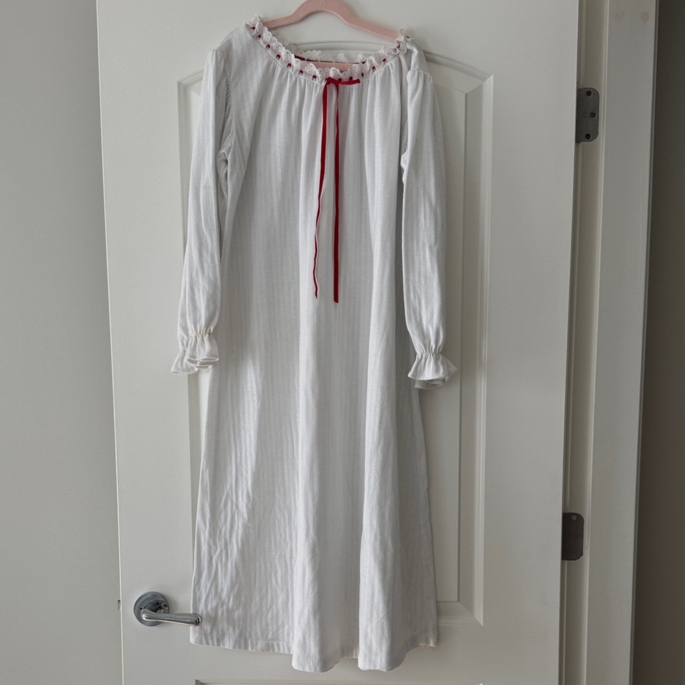 White Kids Dress with Red Accent